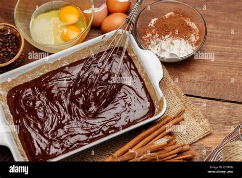 Baking chocolate cake in rural or rustic kitchen Stock Photo - Alamy