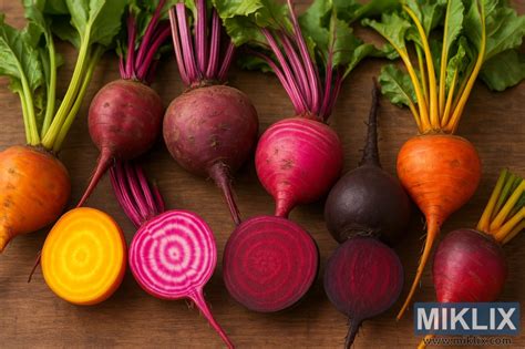 Image: Vibrant Assortment of Colorful Beet Varieties on Wood - Miklix