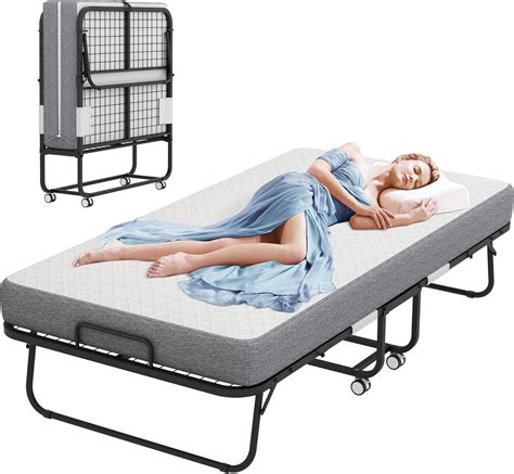 Amazon.com: RAOGIE Folding Bed with Mattress,Portable Rollaway Bed for ...