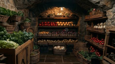 Root Cellar Filled with Fresh Vegetables Ready for Winter Storage Stock ...