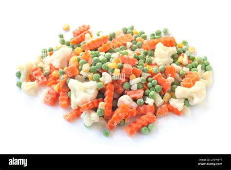 Frozen Vegetables Isolated On White Stock Photo - Alamy