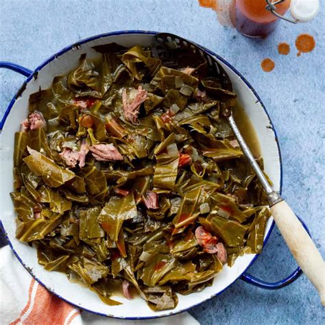 Southern Braised Collard Greens with Ham Hocks - Little Black Skillet