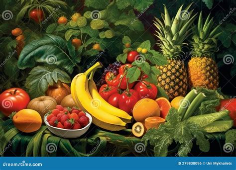 Abundant Harvest: Colorful Assortment of Fresh Fruits and Vegetables ...