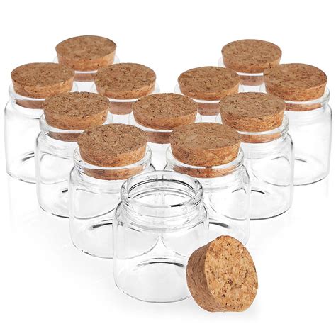 12 Pack Small Glass Jars with Cork Lids, 50ml Mini Bottles for DIY ...