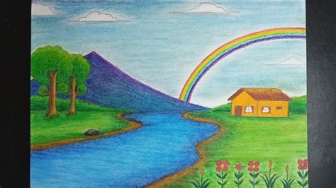 How to Draw Rainbow Scenery - YouTube