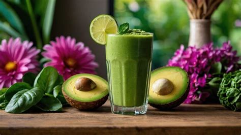 A vibrant green smoothie packed with spinach kale and lime | Premium AI ...