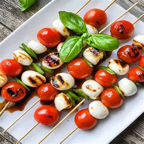Easy Caprese Skewers with Balsamic Glaze