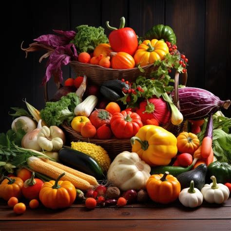 Premium Photo | Abundant autumn harvest of fresh vegetables