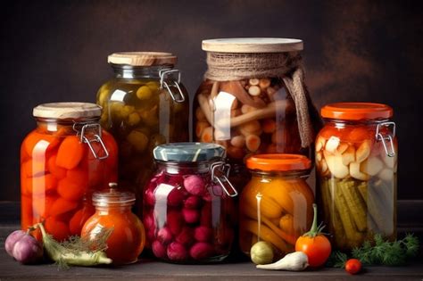 Premium Photo | Homemade preserved vegetables in jars