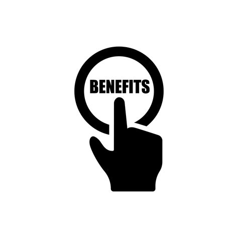 Benefits icon vector. hand press button illustration symbol or sign ...