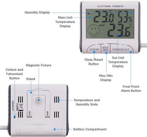 Digital Wine Cellar Thermometer Hygrometer With Max Min Temperature ...