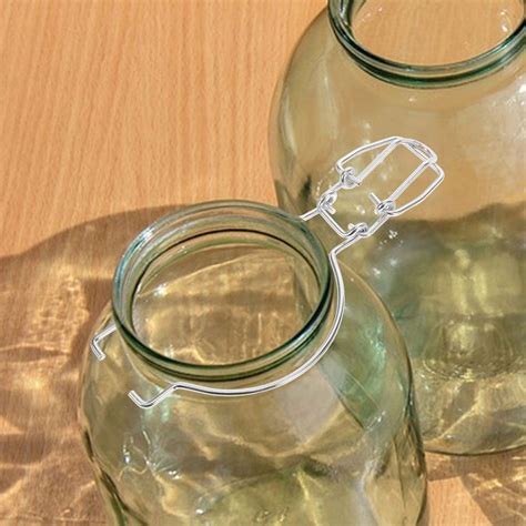OUNONA 2pcs Glass Canning Jar Mason Jar Wire Clamp Glass Jars ...