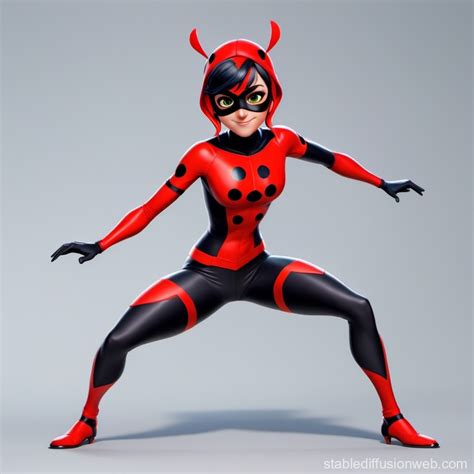 Smirking Miraculous Ladybug in 3D | Stable Diffusion Online
