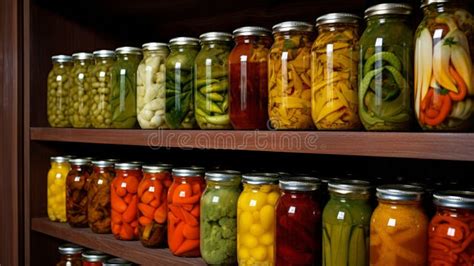 Shelves of Homemade Preserves and Canned Goods. Neural Network Ai ...