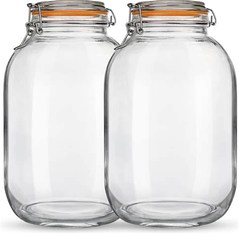 Amazon.com: 2 Pack 1 Gallon Square Super Wide-Mouth Glass Jars with ...