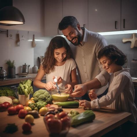 Premium Photo | A family cooking a healthy meal together