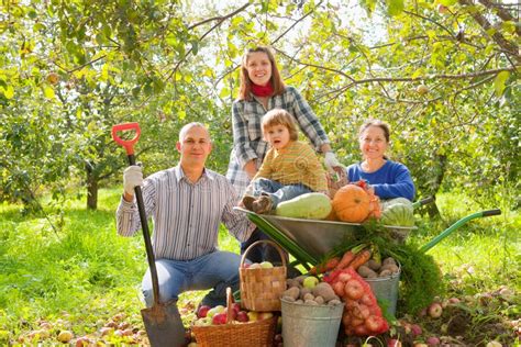 Happy family with harvest stock image. Image of farm - 28184057