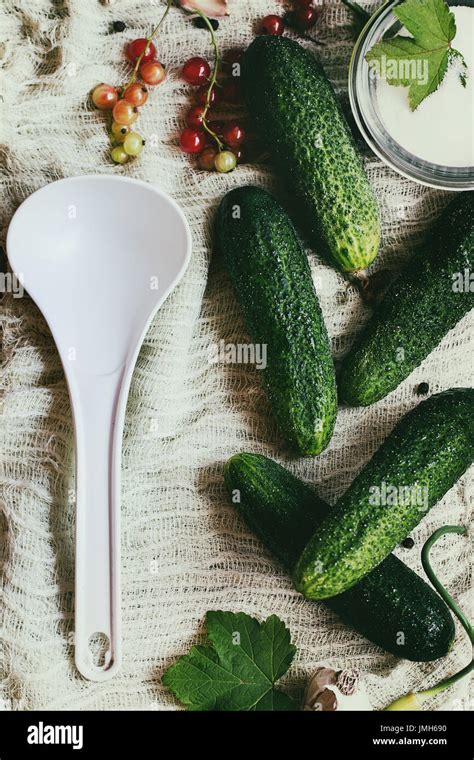 Fresh cucumbers prepared for pickling Stock Photo - Alamy