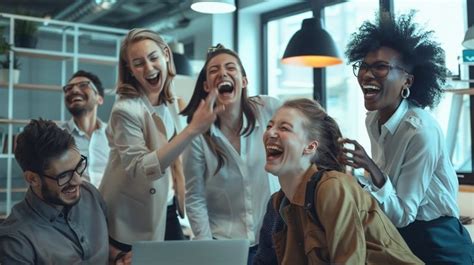 Free Joyful Colleagues Laughing Image - Teamwork, Joy, Office ...