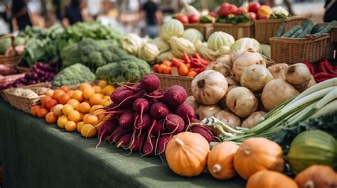 Premium Photo | An inviting farmers market display of vibrant organic ...