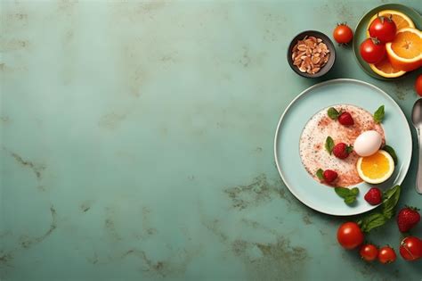 Premium Photo | Flat lay healthy foods breakfast composition with copy ...