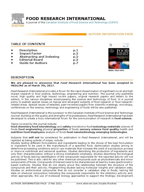 Food Research International | PDF | Academic Journal | Open Access