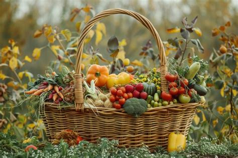 Harvest Basket with Fresh Produce | Premium AI-generated image