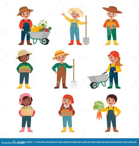 Kids Harvesting Mango From Tree Cartoon Vector | CartoonDealer.com ...