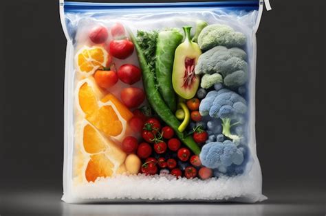Premium Photo | Refrigerator full with frozen veggie bags frozen produce