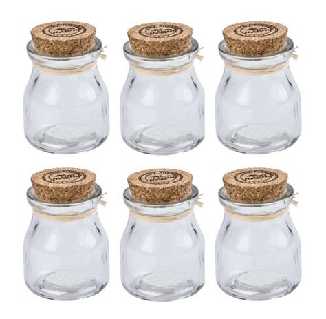 6 Piece Mini Glass Jars with Cork Lids Mini Spice Jars Cork Lids Mini ...