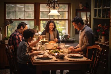 Premium Photo | Happy family in dinner table at night family enjoy ...