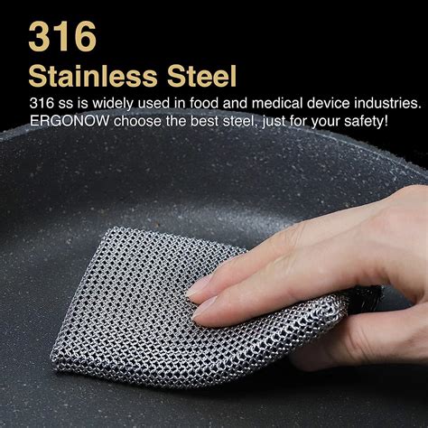 ERGONOW Cast Iron Cleaner Chainmail Scrubber - 316 Stainless Steel ...