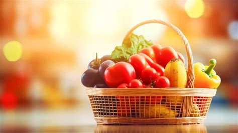 Premium Photo | Abundant Harvest Basket of Fruit and Vegetables on ...