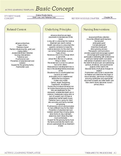 Ati Basic Concept Template Grief Loss And Palliative Care