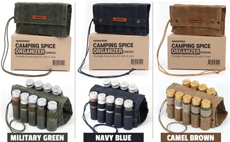 Amazon.com | MONGPIENS Camping Spice kit with 9 spice Jar,rope,Spice ...