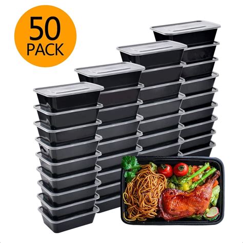 Meal Prep Containers, 50 Pack Bento Boxes Disposable Plastic Bento ...