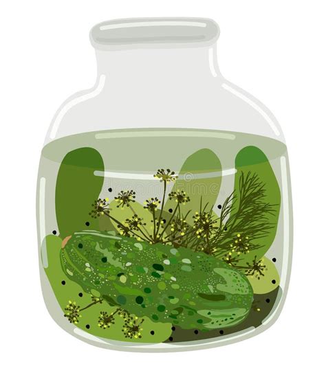 Jar of Pickled Cucumbers with Dill and Peppercorns. Stock Vector ...