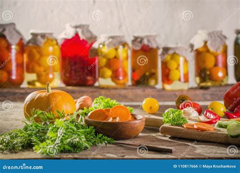 Canned and Fresh Vegetables in Jars Stock Photo - Image of carrots ...