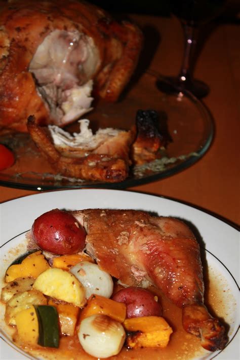 Roast Chicken With Honey Mustard Glaze and Autumn Roasted vegetables