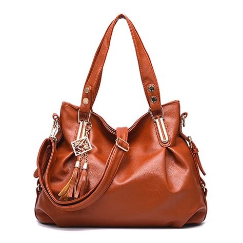 Women Faux Leather Tassel Soft Leather Handbag Solid Casual Crossbody ...