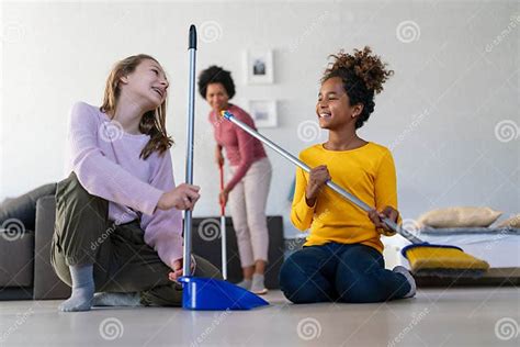 Happy Multiethnic Children Helping for Mother Do Household and Domestic ...