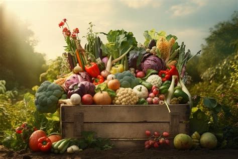 Abundant Harvesting box of vegetables. Generate Ai
