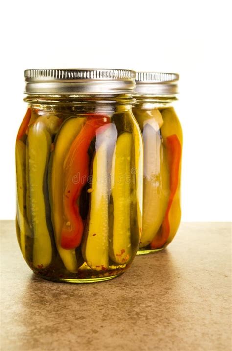 Homemade Pickles in Mason Jars Stock Image - Image of herbs, preserved ...