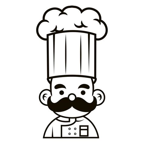 Chef in a cooking hat Simple Line Art Symbol vector outline logo ...
