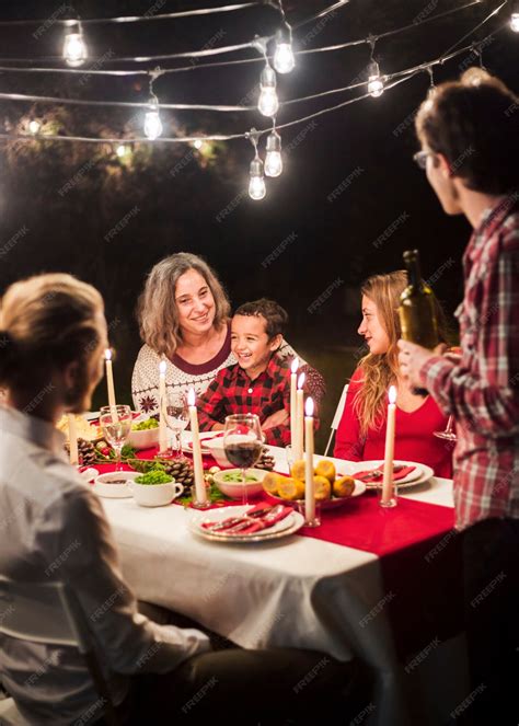 Premium Photo | Happy family at christmas dinner