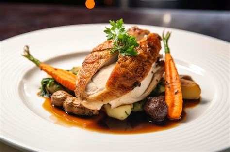 Premium Photo | Plated chicken roast dinner on a white plate with ...