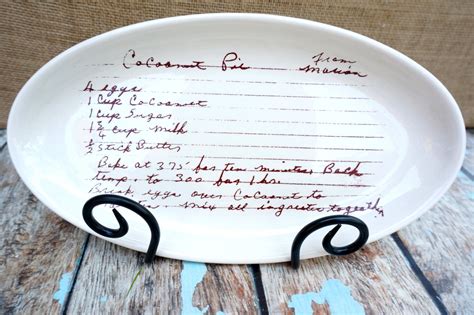 Actual handwritten recipe transferred onto custom plate. | Etsy