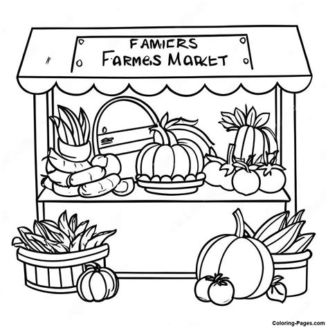 Colorful Farmers Market Stall Coloring Page | Coloring-Pages.com