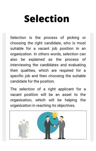 Meaning of selection and describe the steps involved in selection ...