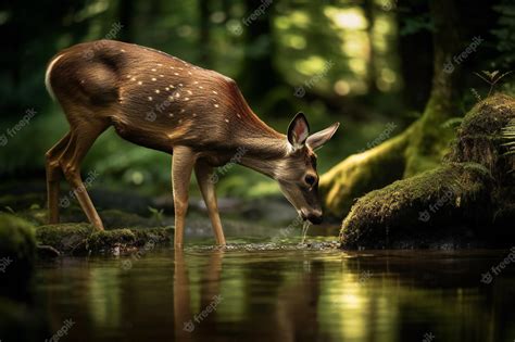 Discover the Serenity of Nature Watch a Majestic Deer Drinking from a ...
